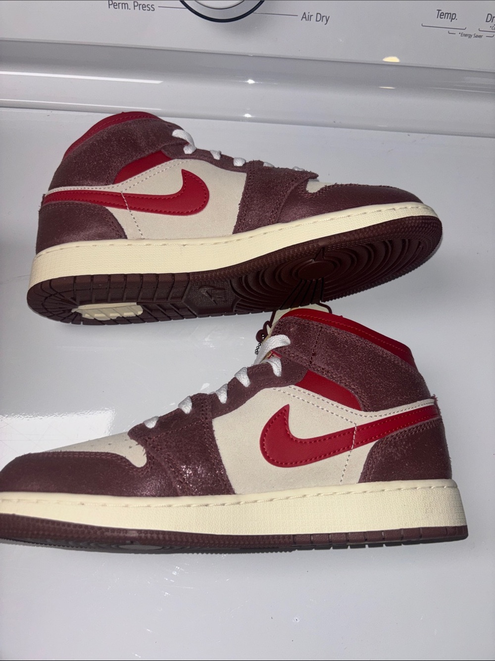 Jordan Mid-Top Sneakers in Burgundy, Cream and Red